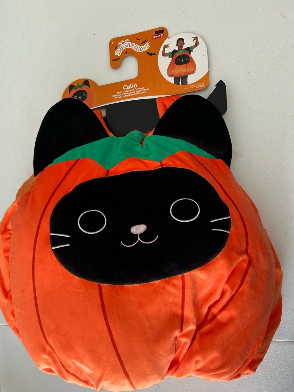 NWT Squishmallows Calio Black Cat Pumpkin Costume Kids